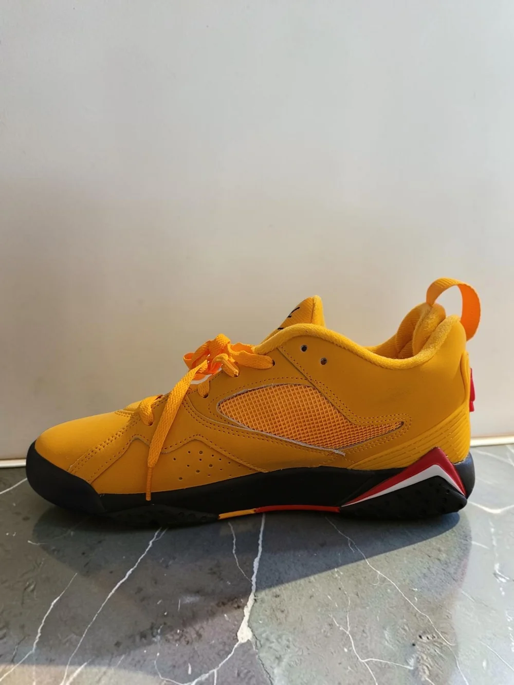 Jordan MVP Yellow and Black Low-Top Sneakers with Red Accent